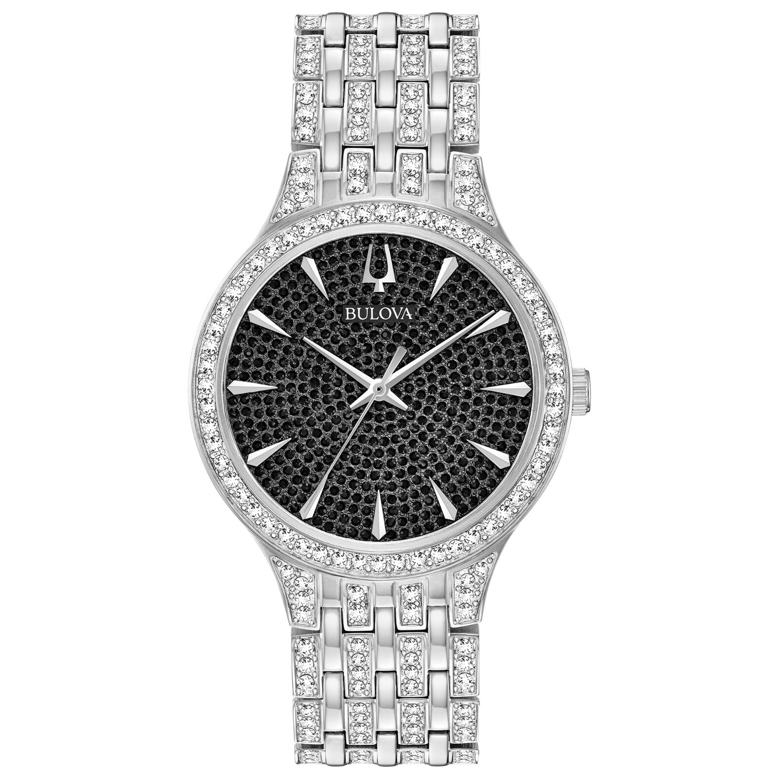 Pre-owned Bulova Phantom Mens Crystal Bul Quartz Silver Stainless Steel Watch 40 Mm 96a227
