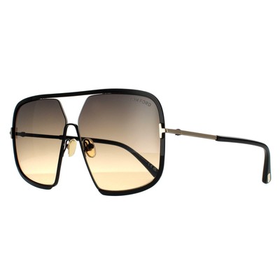 Pre-owned Tom Ford Sunglasses Warren Ft0867 01b Shiny Black Smoke Gradient In Gray
