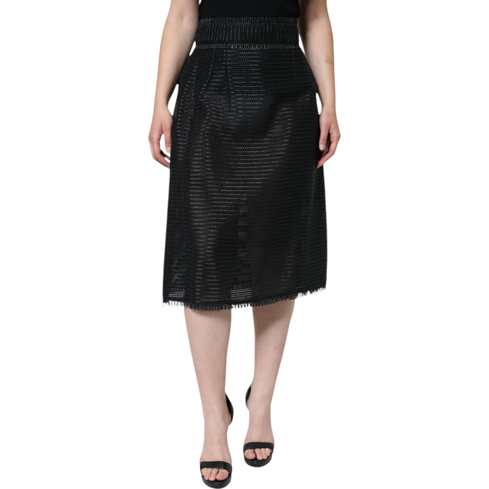 Юбка DOLCE & GABBANA из черной вискозы с высокой талией и узким вырезом IT46/US12/XL 1500 долларов США