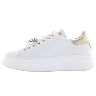 Pre-owned Méliné Meline' P24us Women's Sneakers With Platform Bi 247-acc In White / Gold