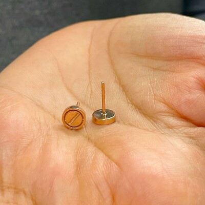 Pre-owned Knr Inc Screw Style 18k Solid Rose Gold Stud Push Back Earrings 7.2mm Wide Push Backs In H