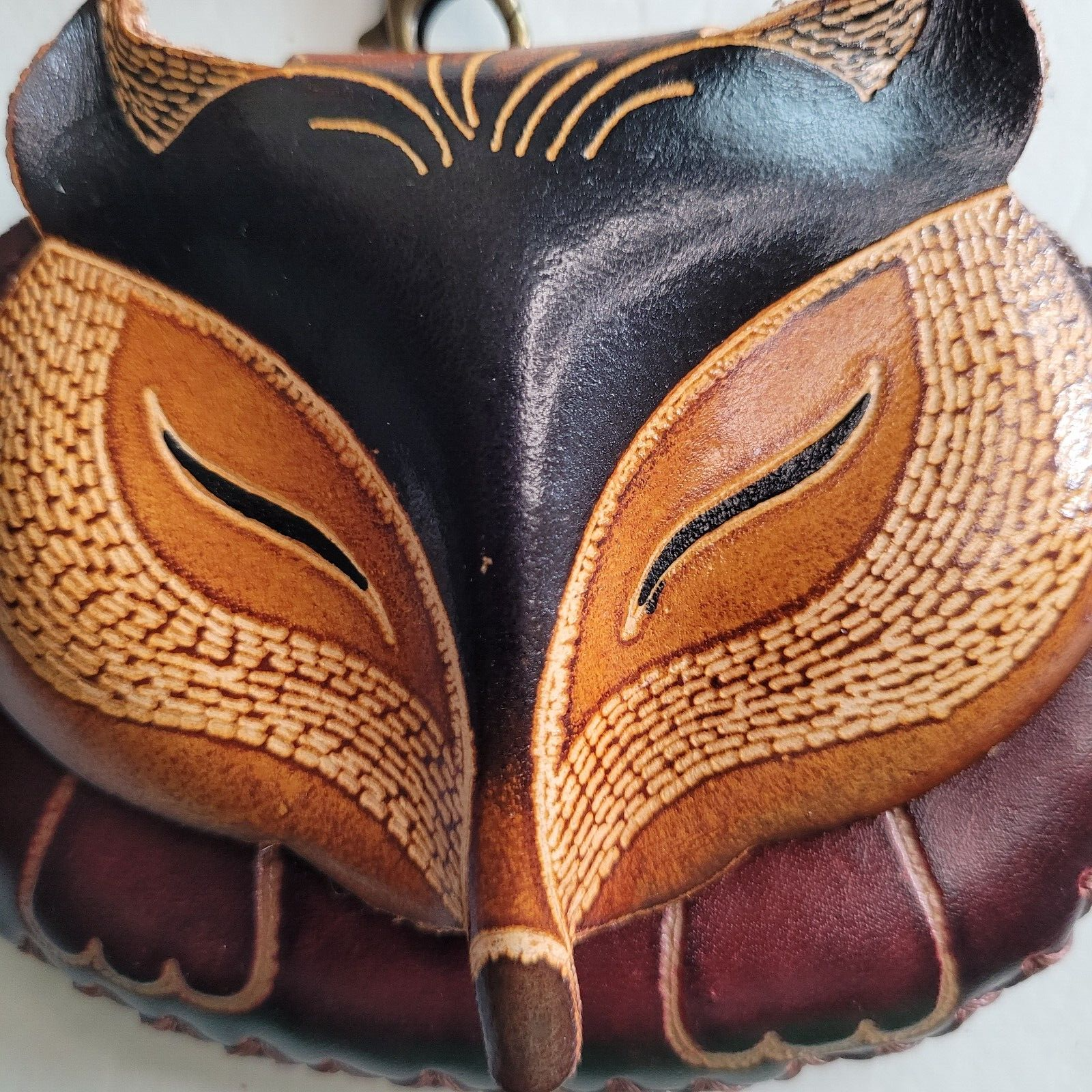 FOX Genuine Leather Wristlet Wallet Change Coin Purse Zip Closure Foxy Charm