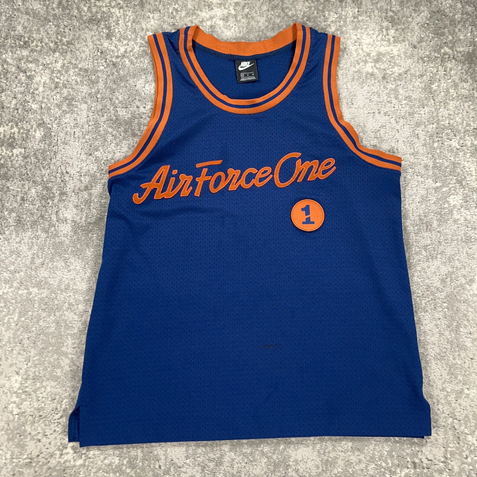 Nike Air Force 1 Jersey Mens XL Blue Orange Mesh Embroidered