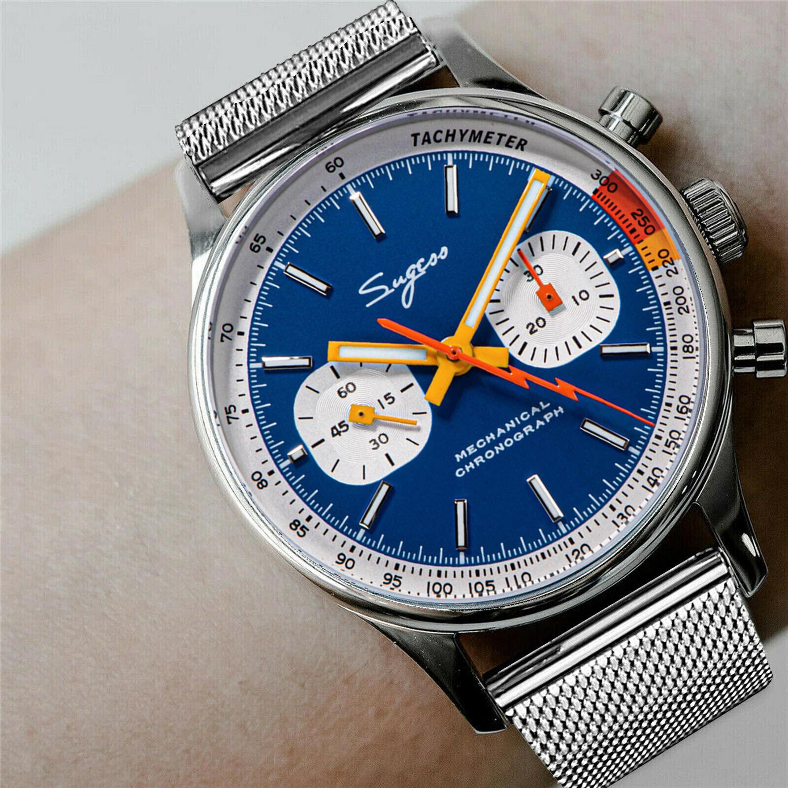 Pre-owned Sugess Chrono Walker Swan Neck Enamel Dial Chrono Watch Seagull 1963 Suchp007m V