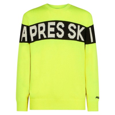 Pre-owned Mc2 Saint Barth Man Sweater With Apres Ski Lettering In Yellow