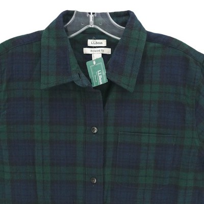 NWT LL BEAN Womens Scotch Plaid Flannel Shirt Black Watch Relaxed Fit SMALL