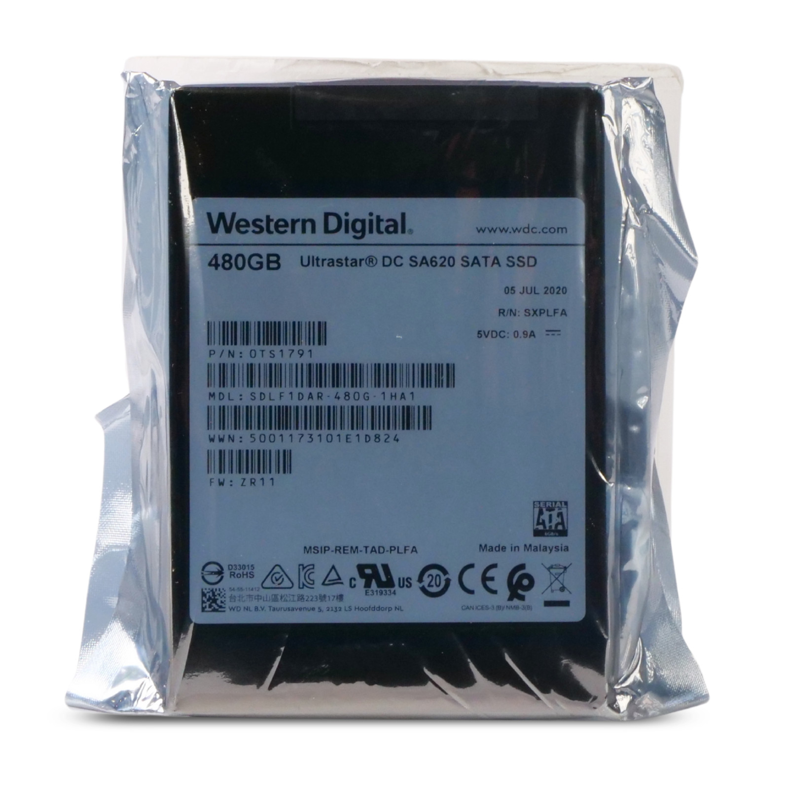WD DC SA620 480GB SDLF1DAR-480G-1HA1 0TS1791 SATA 6Gb/s MLC 0.6 DWPD 2.5