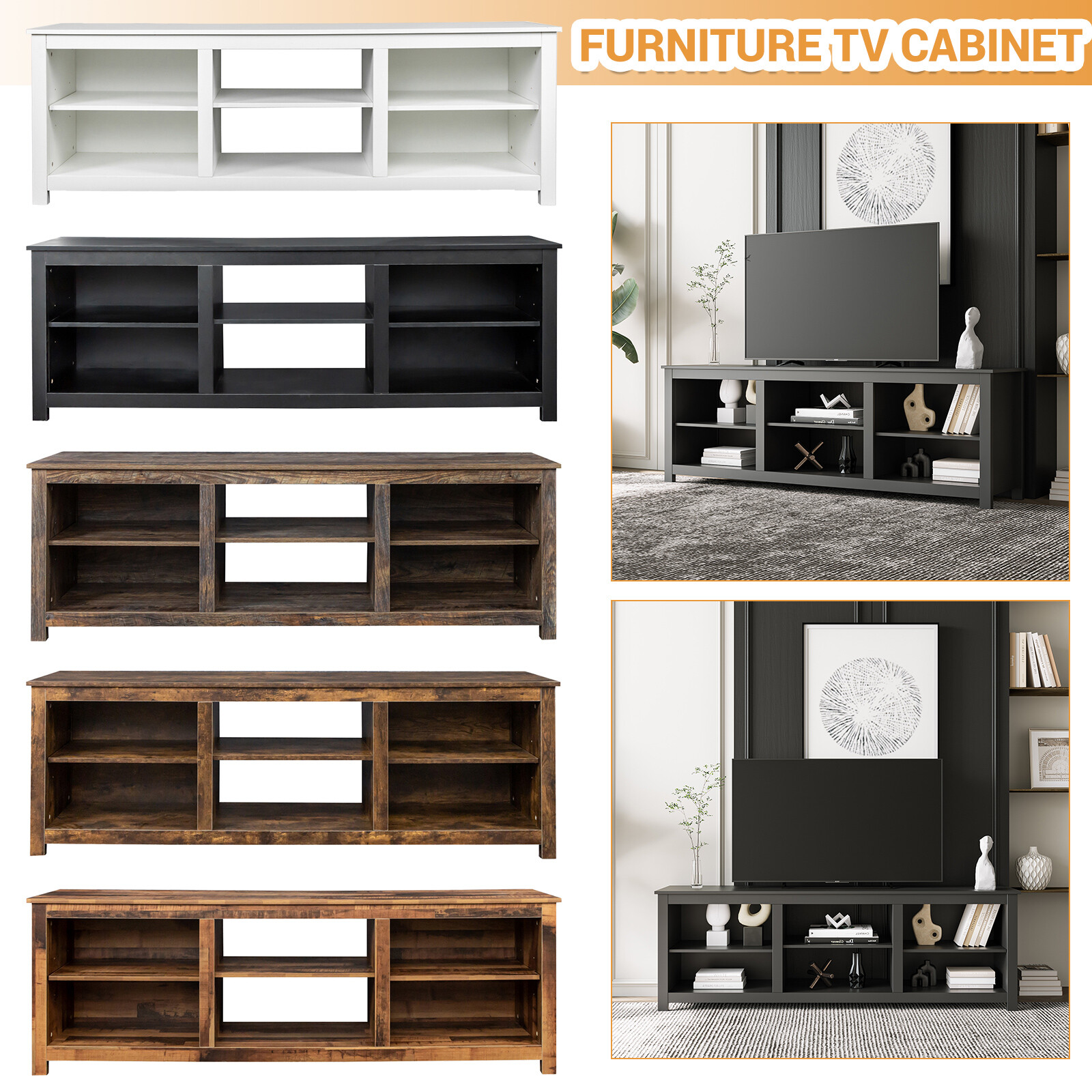 With 6 Storage Compartments & Particle Board For Living Room