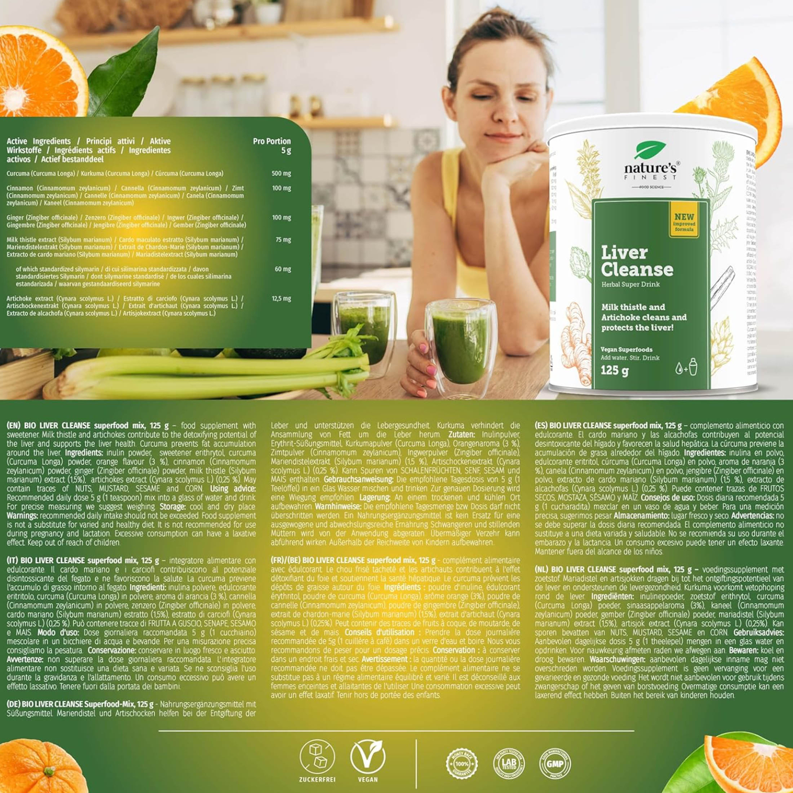 Nature's Finest Liver Cleanse - Vegan Super Drink Powder Detox, Liver Support x6 - Picture 3 of 8