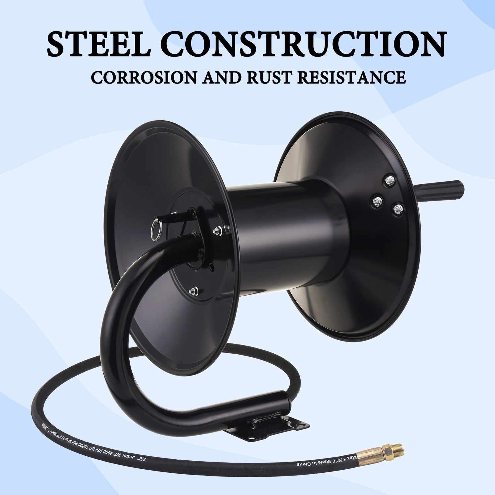 M MINGLE High Pressure Washer Hose Reel 150ft, Heavy Duty Steel Hose Reel