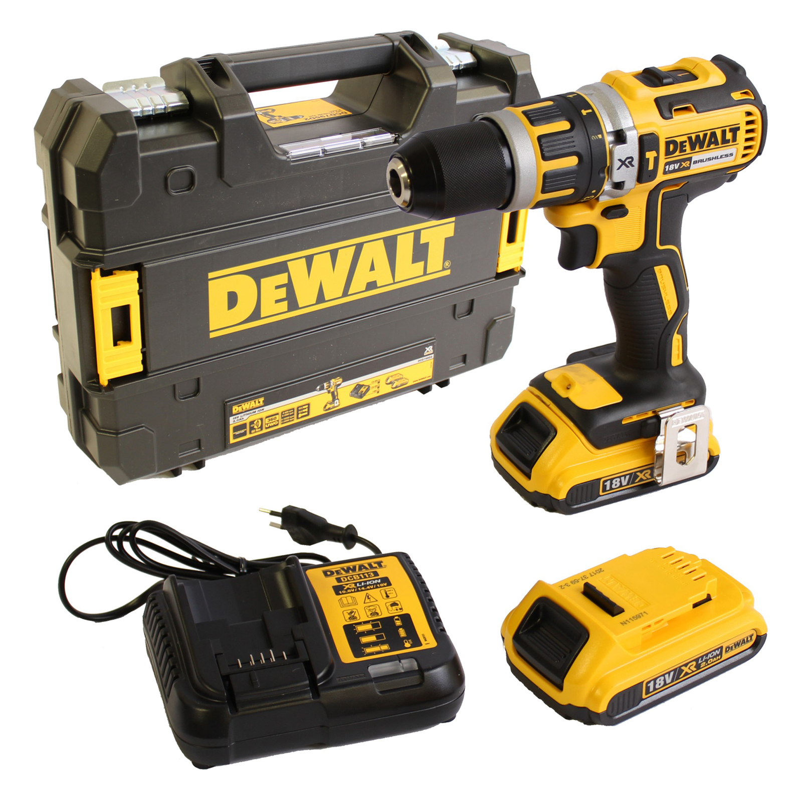Dewalt Akku-Schlagbohrschrauber 18V DCD795D 2x2,0 + Bit-Box + Steinbohrer-Set