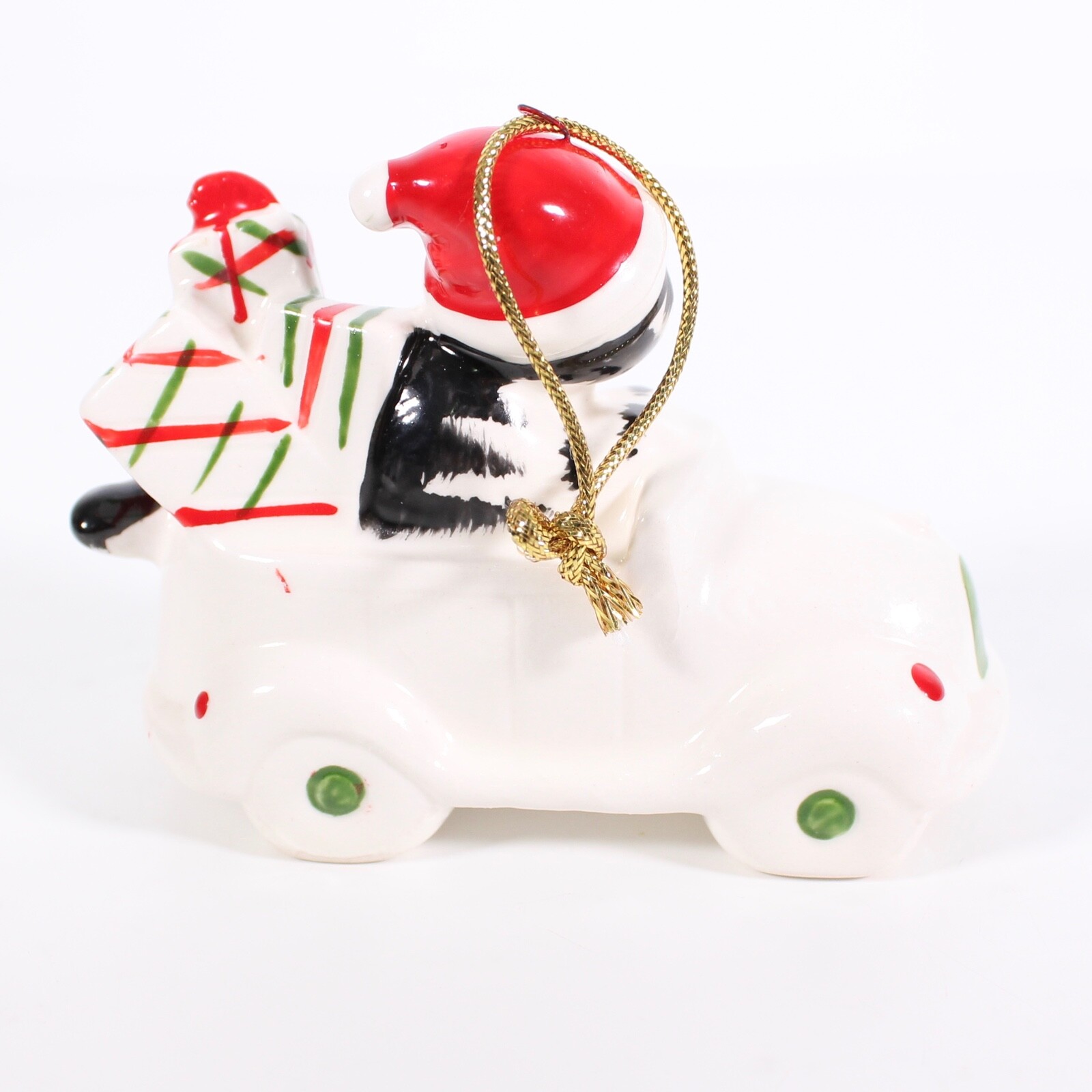 Vintage B. Kilban Cat In Car Christmas Ornament 1981