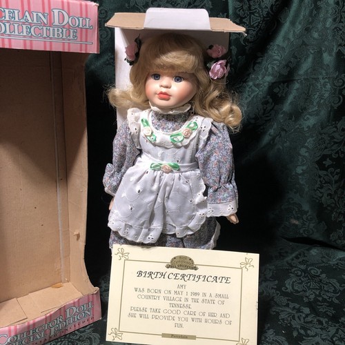 Porcelain Doll Collectible Amy Original Box 1989 Porcelain