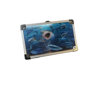 Vaultz Locking Supply Box 3D Shark Art Royce B McClure Blue Hard Case VZ03910