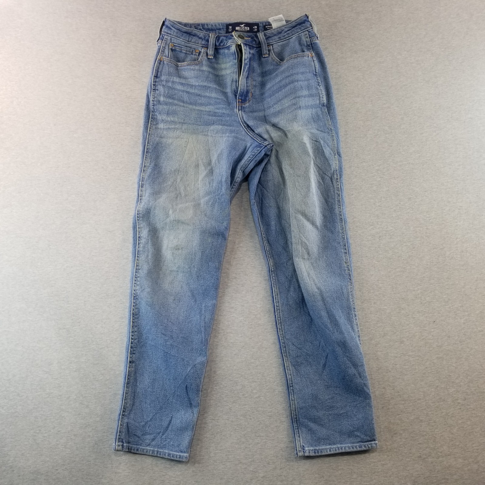 Hollister Jeans Women's Sz 7R Ura High Rise Mom Jean Stretch Light Wash Normcore