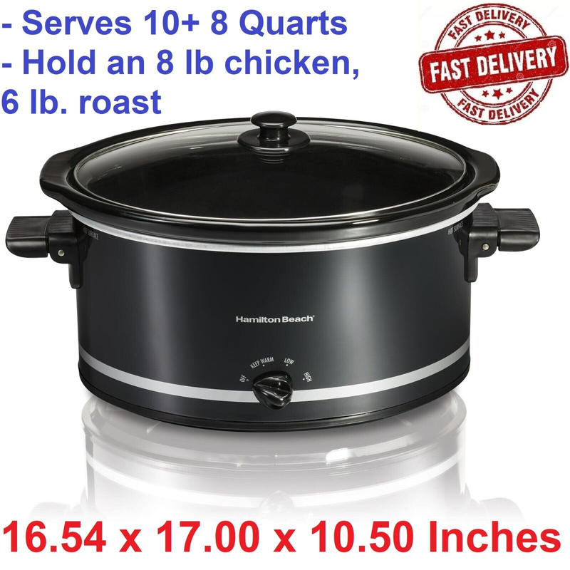 Hamilton Beach Large Slow Cooker Crock Pot 8 Qt Oval Crockpo