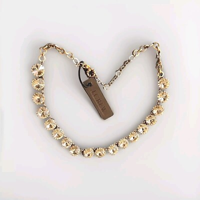 NWT J Crew Venus Flytrap Rivoli Clear Glass Crystal Dot Gold Chain Necklace  