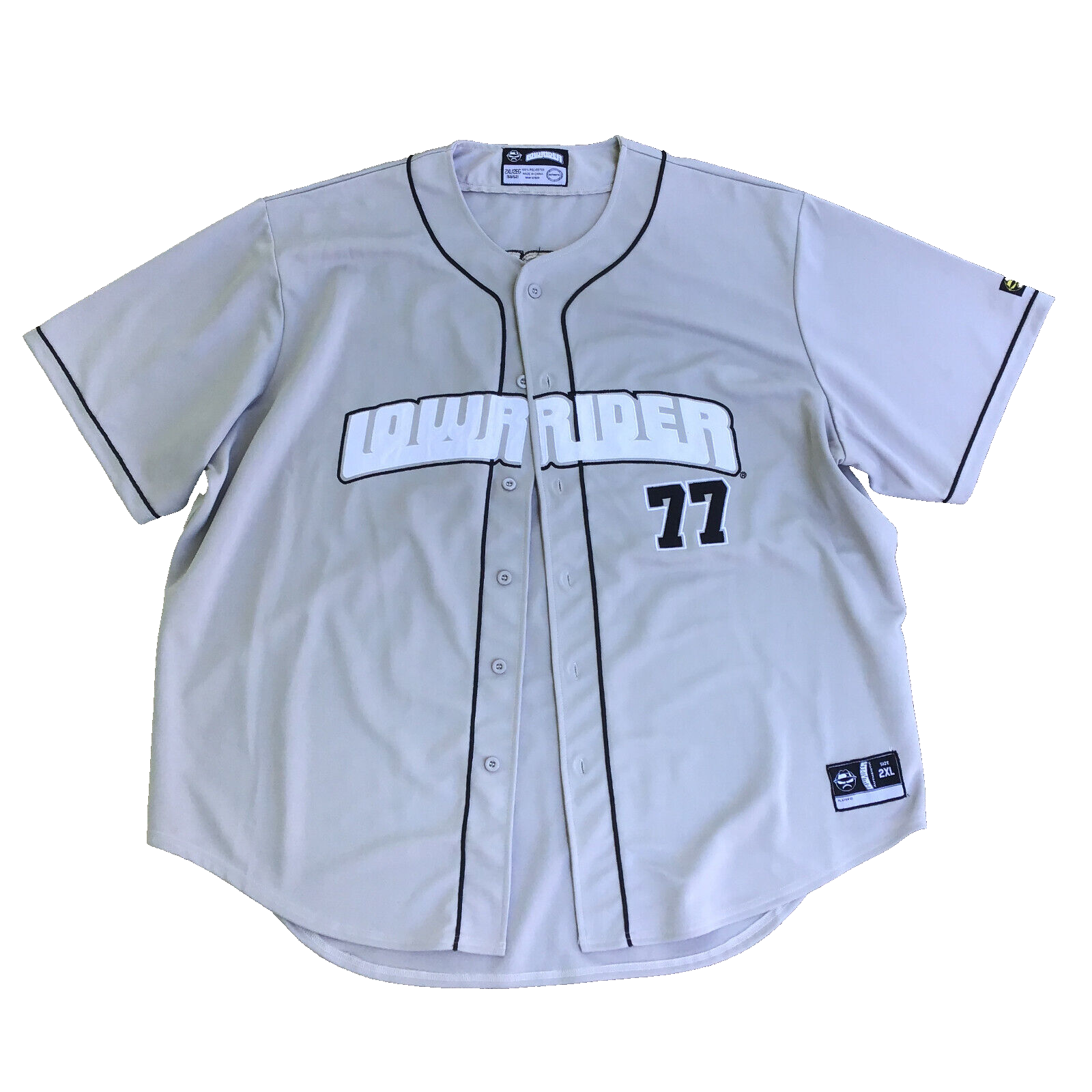 Vintage Lowrider Men 2XL Baseball Jersey Grey Stitch Button