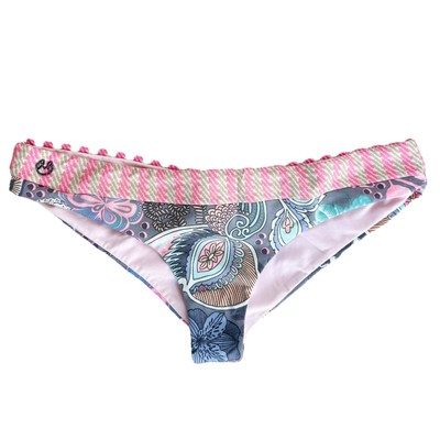 Maaji Reversible Bikini Bottom Paisley Floral Size L Pink Multi Swim Separates