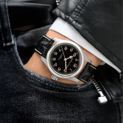 Pre-owned Hamilton - H70605731 - Khaki Field Murph Auto Office Automatic 1 21/32in