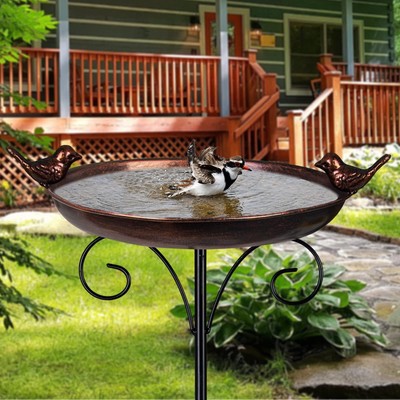 DREAMSOUL Outdoor Garden Bird Bath Metal Bird Baths Cast Iron Birdbath with M...