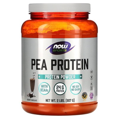 Now Foods Sports Pea Protein Dutch Chocolate 2 фунта 907 г без молока, качество GMP