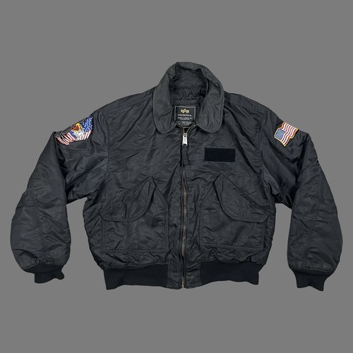 Alpha Industries Jacket Mens XL Black Military Bomber Jacket