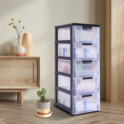 PP Plastic Storage Cabinet 5 Drawers Stackable Clothes Storage Box Organizer HOT