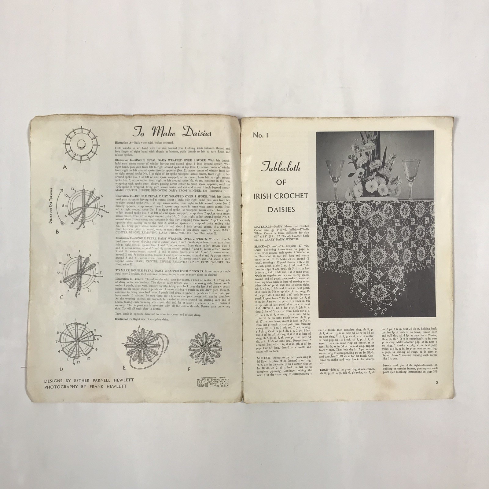 Vintage 1948 Designs For Crazy Daisy Winder Craft Magazine Crochet Doilies Guide