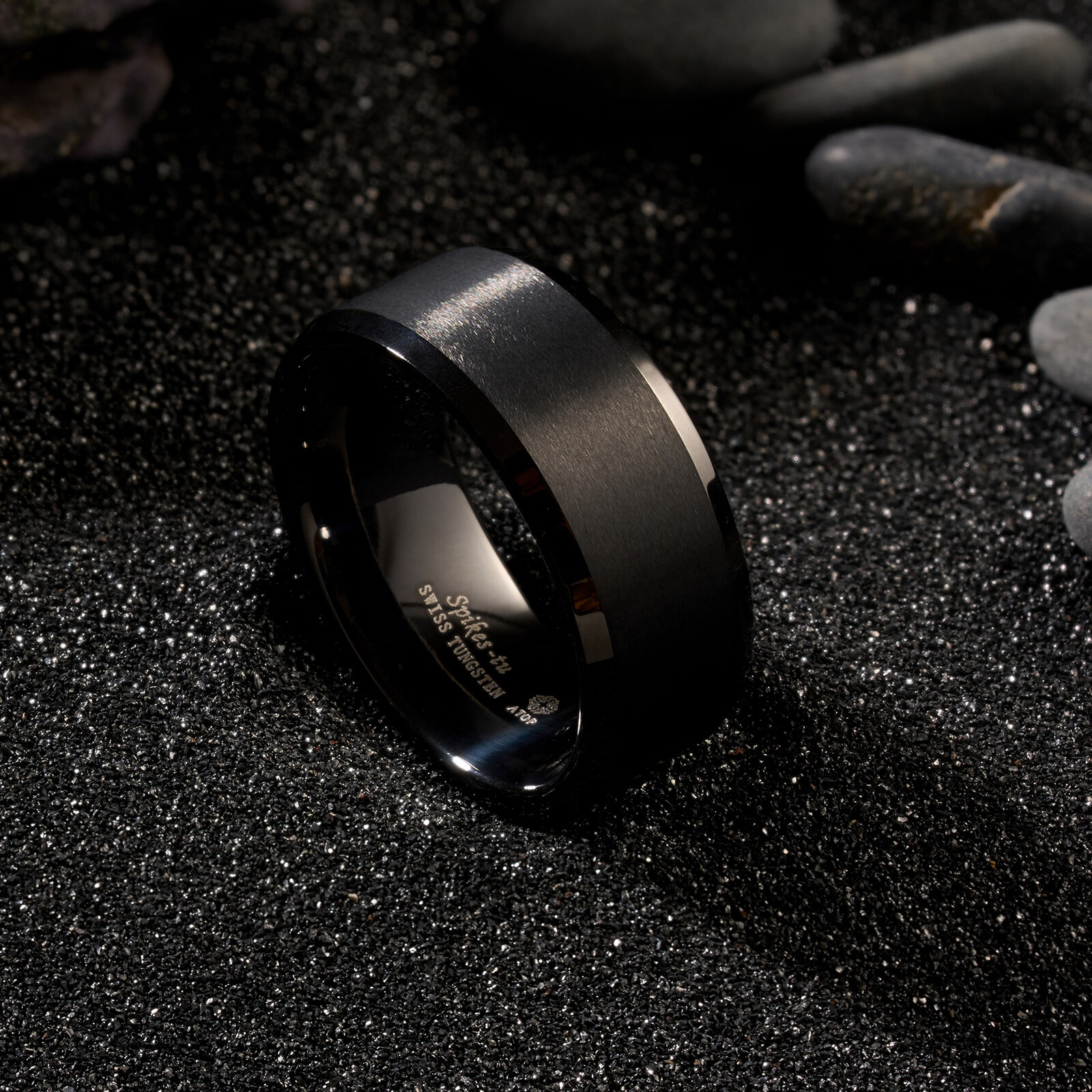10mm Classic Black Mens Wedding Band ATOP Jewelry Carbide Tungsten Ring