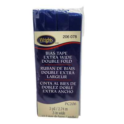 Wrights Extra Wide Double Fold Bias Tape PC206-078 Yale Blue 1/2'' Wide 3 Yds NEW
