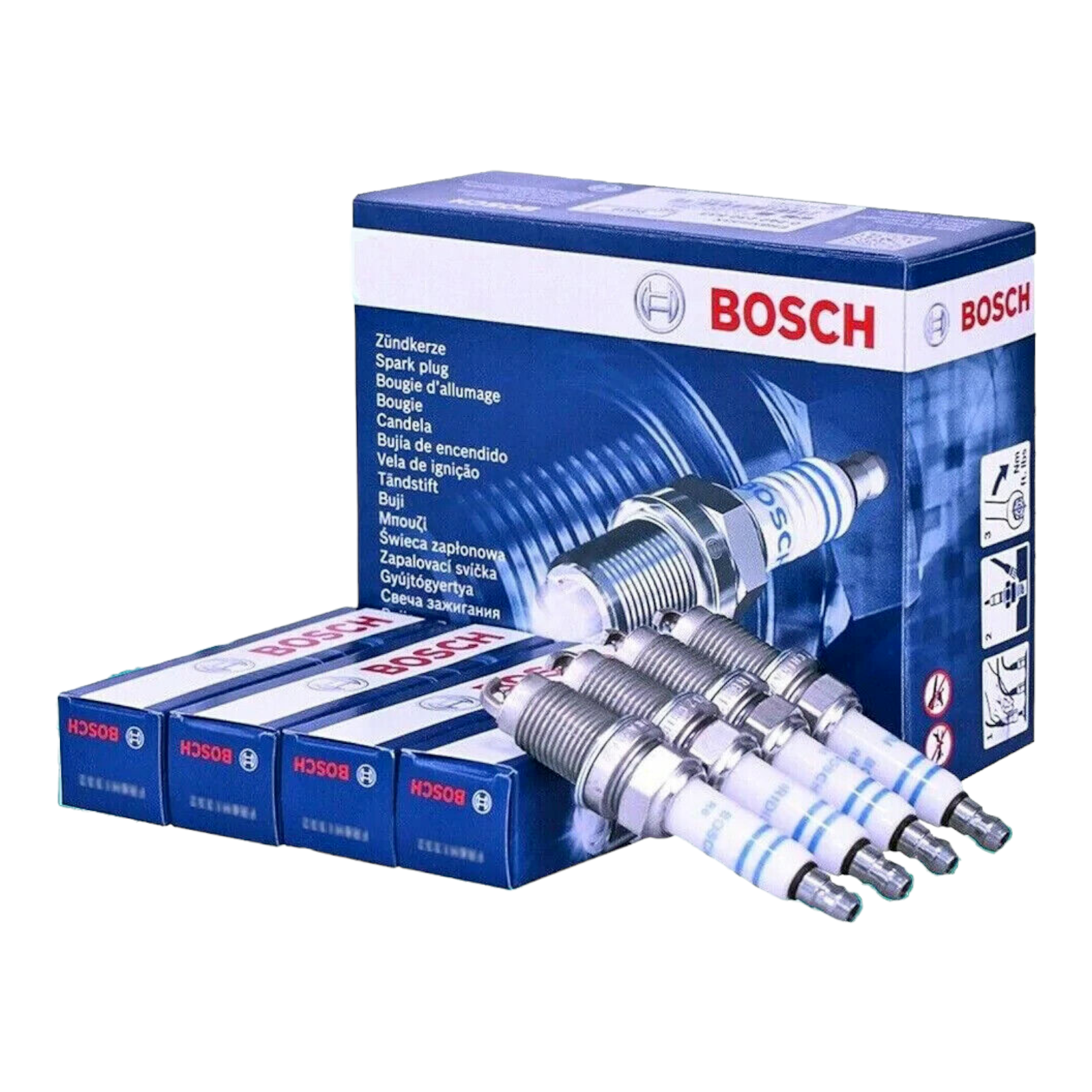 Kit 4 Candele BOSCH 0242145571 per Fiat 500 Bravo - Alfa Mito Giulietta 1.4 GPL