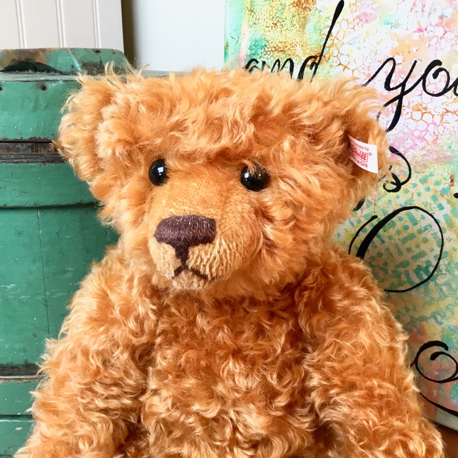 Steiff British Collectors Bear EAN 661969 Golden Apricot Curly Mohair