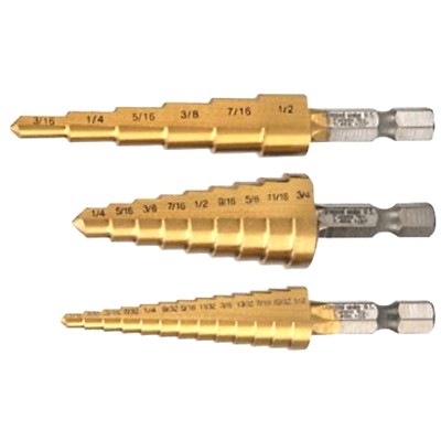 3 piece Step Drill Bit Set Titanium HSS M2 28 Sizes Industrial Reamer 1/8''-3/4''