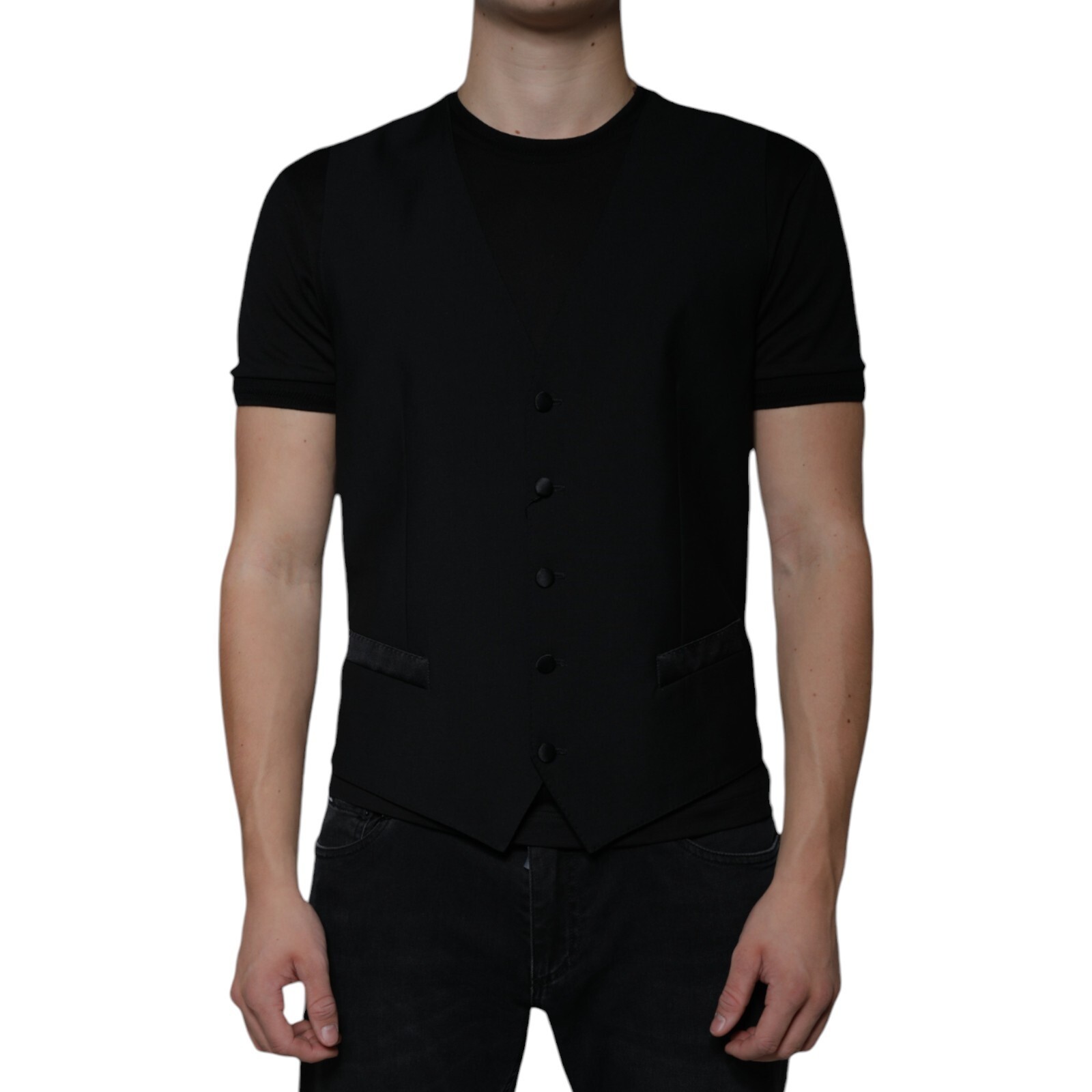 Жилет DOLCE & GABBANA, черное шерстяное вечернее платье, мужской жилет IT50 / US40 /L 600 долларов США