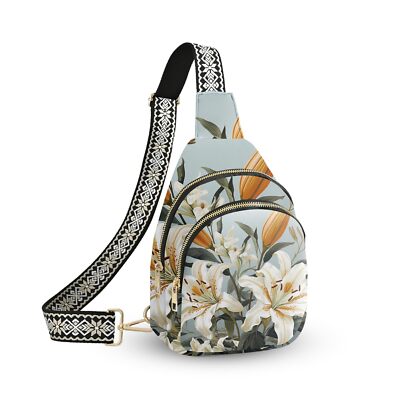 Flower Leather Sling Bag Small Crossbody Backpack Travel Shoulder Pack Hiking...