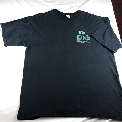 The Pub Puerto Aventuras Mexico t-shirt Black Size XL short sleeve logos casual
