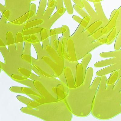 Glove Hand Vinyl Shape 1.5'' Yellow Go Go Fluorescent Edge Glow