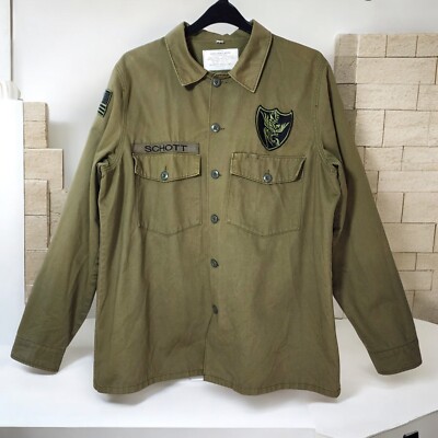 Schott NYC Flying Tenth Air Force Jacket Olive Drab Green XL Lightweight Cotton