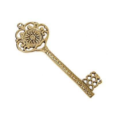 ''Sun or Star of Vergina'' Decorative Skeleton Key Paperweight, Handmade of Brass