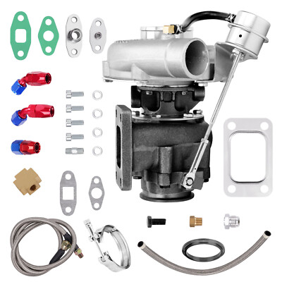 T3 T04E Turbo For 1,5L-2,5L 4 bolt Flange Oil Cooled + Turbo Oil line