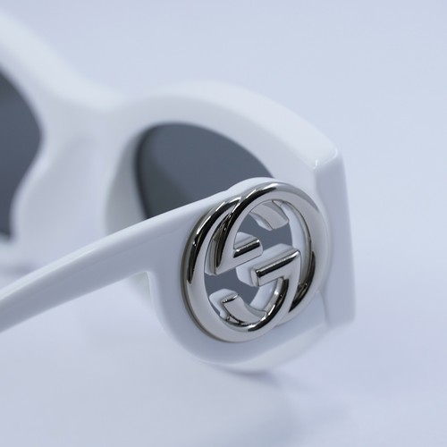 Pre-owned Gucci Gg1691s 006 White/grey Silver Mirror 54-19-145 Sunglasses Authentic