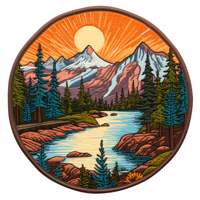 Nature Lake Patch Iron-on Applique Decorative Badge Seek Mountain Adventure 