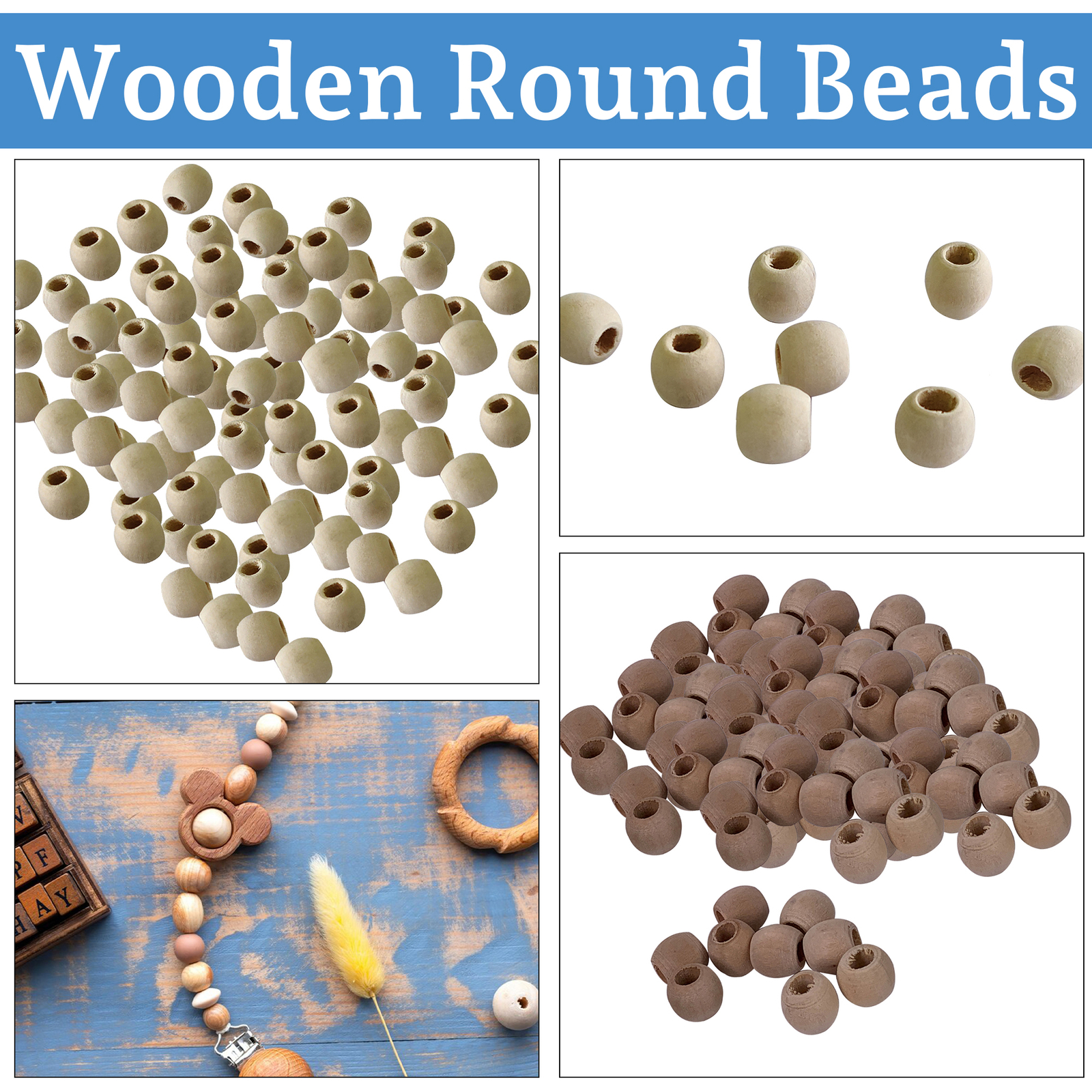 25/100 Natural Round Wooden Beads Balls 11mm for Craft Decoration DIY Jewellery