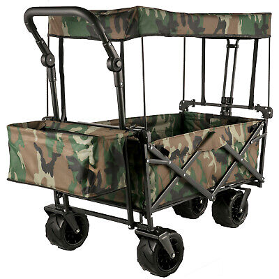 VEVOR Folding Wagon Cart Collapsible Garden Cart w/Canopy 22