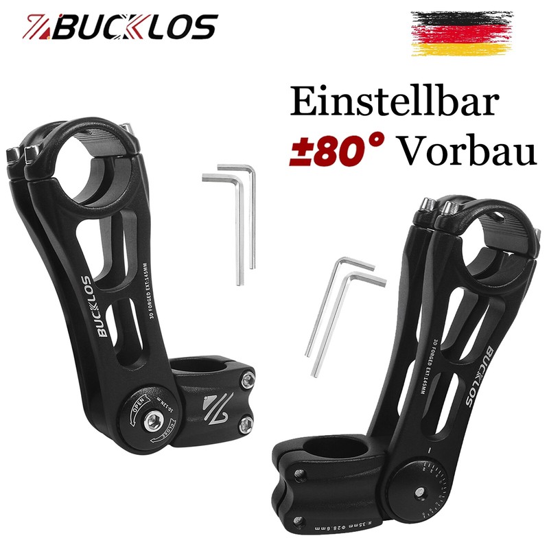 Fahrrad Vorbau Einstellbar 80 Grad 31.8*90-145mm Lenker Mtb/Rennrad/Bmx 1-1/8“