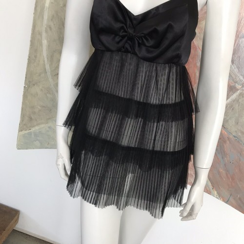 Victoria’s Secret Black Pleated Caimsole Teddy Slip Negligee SZ Small