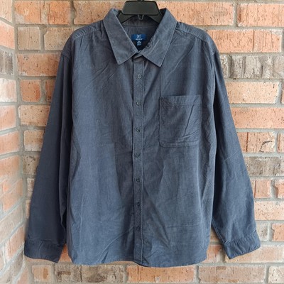 George Men's Size 2XL (50-52) Corduroy Shirt with Long Sleeves Charcoal Sky
