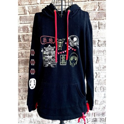 VTG 2001 Spirited Away Hoodie Sz L Black Studio Ghibli Anime Chihiro Ogino NWOT