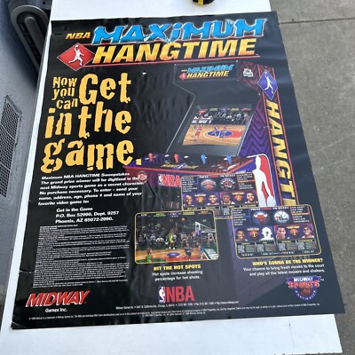 ORIGINAL Used Poster Giant 28 X 22'' Nba Jam Maximum HangTime arcade video game